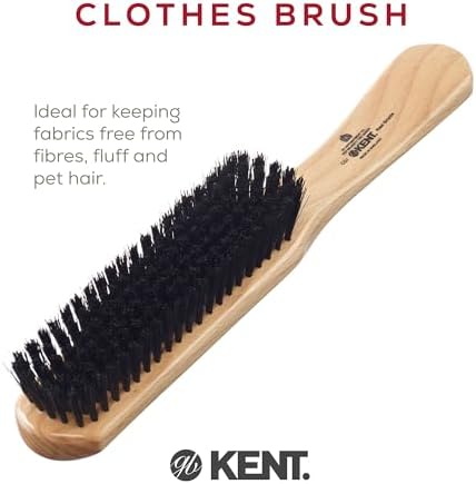 Kent CG1 Clothes Brush Cherrywood 100% Natural Black Bristle and Lint Remover Especially for Jeans or Corduroy Garments for Keeping Fabrics Free from Fibres, Fluff and Pet Hair. Made in England