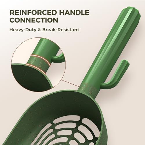 MUTTROS Cactus Cat Litter Scoop with Holder, 2 Replaceable Shovels, Green
