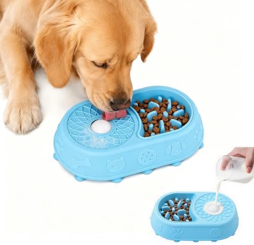 Slow Feeder Dog Bowls with Interactive Rolling Ball