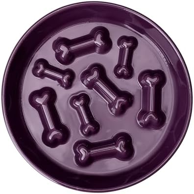 Ceramic Slow Feeder Dog Bowls, Ceramic Slow Feeder Maze Dog Food Bowl, Slow Eating Dog Bowl and Slow Feeder Dog Bowl Anti-Choking for Daily Pet Feeding （Purple Bone）