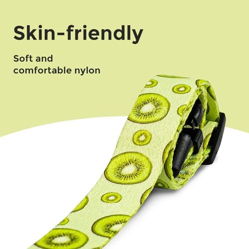 Kazazoo Dog Collar Cute and Soft Nylon Puppy Collar for Boy and Girl Dogs, Adjustable Dog Collars for Small Dogs, Kiwi Fruit-S