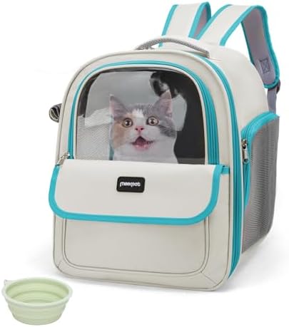 Cat Backpack Carrier for Travel & Hiking - Large Space, Durable & Breathable Pet Carrier for Cats & Small Dogs - Anti-Scratch, Escape-Proof Design (Green, Large)
