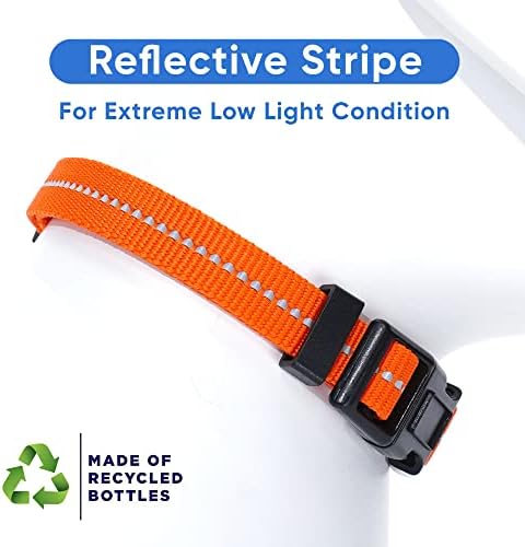 Pawtitas Recycled Dog Collar with Reflective Stitched Puppy Collar Made from Plastic Bottles Collected from Oceans Small Orange Habanero
