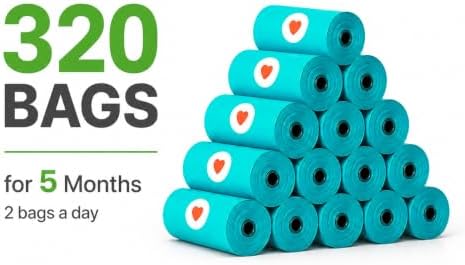 Dog Poop Bags, Thick Leak-Proof Unscented, 16 Rolls, 320 Bags