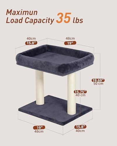 19" Small Cat Tree with Scratching Post for Indoor Cats with Perch