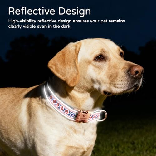 Reflective Plaid Dog Collar for Small Dogs, Totem-S