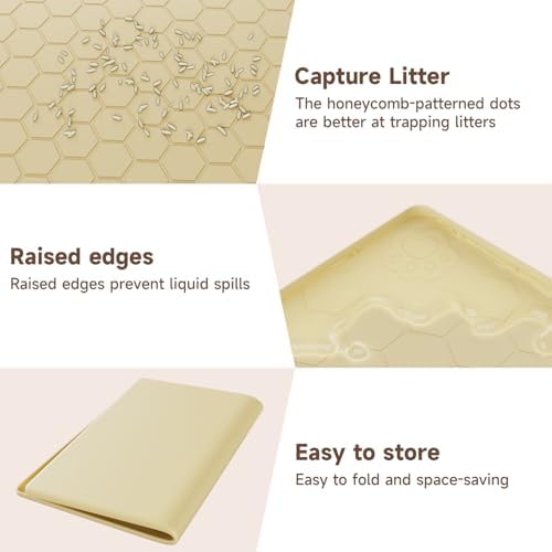 Cat Mat for Litter Box, 40" X 28" Large Silicone Cat Litter Trapping Mat