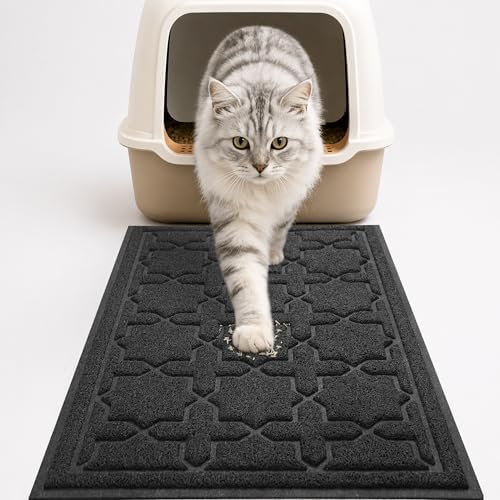 Yimobra Cat Litter Mat, Waterproof Litter Trapping Mat, 24x20, Black