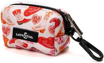 Lucy & Co. Howdy, Honey Dog Poop Bag Holder and Dispenser, Clips to Leash, Water-Repellent Neoprene, Includes Refill Roll