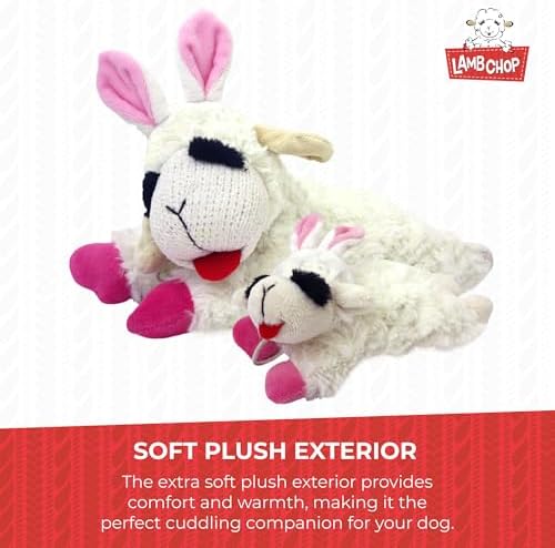 Multipet Lamb Chop Easter Dog Toy | Plush Dog Toy | Squeaker Dogs Toys |10" | White | Officially Licensed