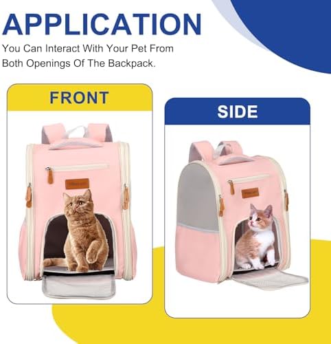 Pet Backpack Carrier Pink 12.6" Dogs Cats Travel Bag