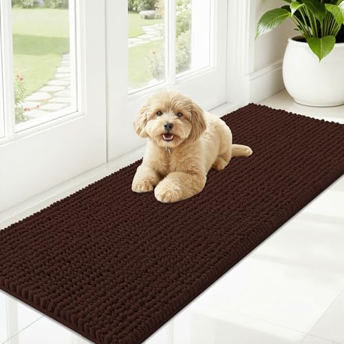 OLANLY Dog Door Mat for Muddy Paws 59x20, Extra Absorbent Chenille Mud Mat