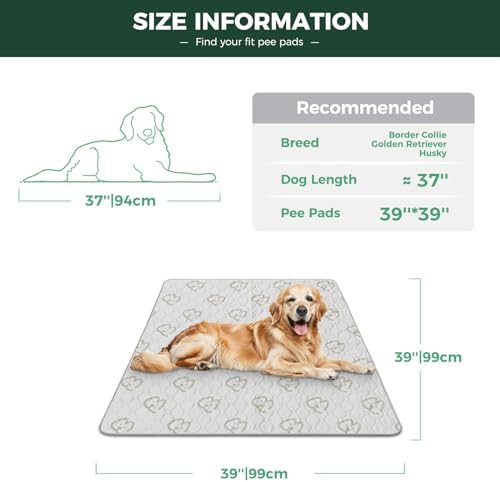 FXW Washable Pee Pads for Dogs, Super Absorbent, 39" Square, 2 Packs