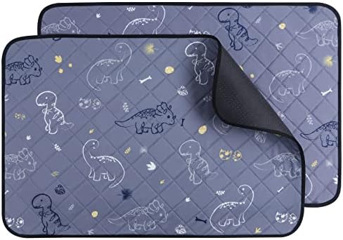 IEUUMLER Washable Pee Pads for Dogs, 2 Pack Non-Slip & Waterproof Pack Whelping Pad, Reusable Washable Puppy Potty Training Pad with Fast Absorbent for Playpen EU007 (Gray Dinosaur, 30"X20"-2pcs)
