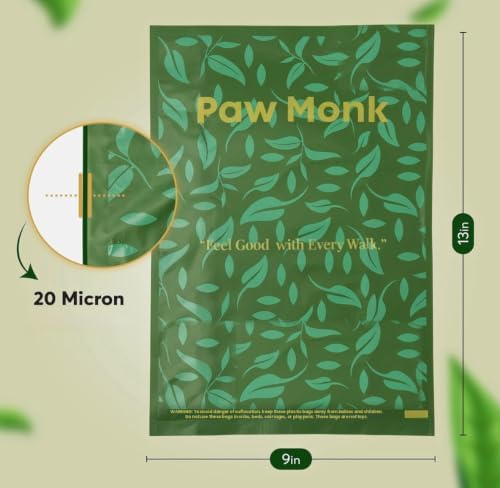 Paw Monk Leak Resistant Dog Poop Bags Rolls -120 Bags, Heavy Duty 20 Micron, Easy-Tear perforations, Easy-Open & Easy-Tie doggy poop bags Unscented