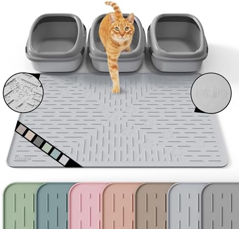 OHMO XL Cat Litter Mat, 37.5x25.2 Silicone Trapping Mat Ash Grey