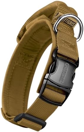 OneTigris Tough Tactical Dog Collar for Small Dogs with Handle Brown S