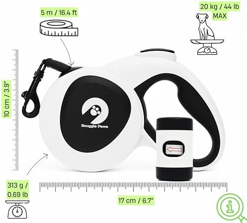 Snuggle Paws All-in-One Heavy Duty Retractable Dog Leash for Small Dogs