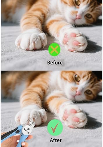 Dog Nail Clippers with Light, Professional Toenail Clippers for Thick Toenails, LED Illuminated Pet Nail Trimmer to See Bloodline, Safety Guard & Blade Lock, for Dogs & Cats