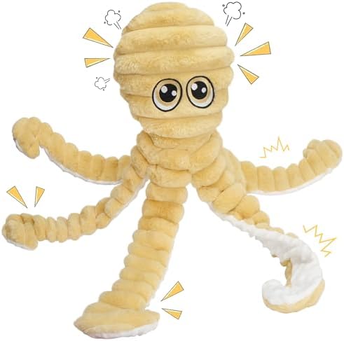PrimePets Crinkle Squeaky Dog Toys, 27” Extra Large Plush Octopus Dog Toy