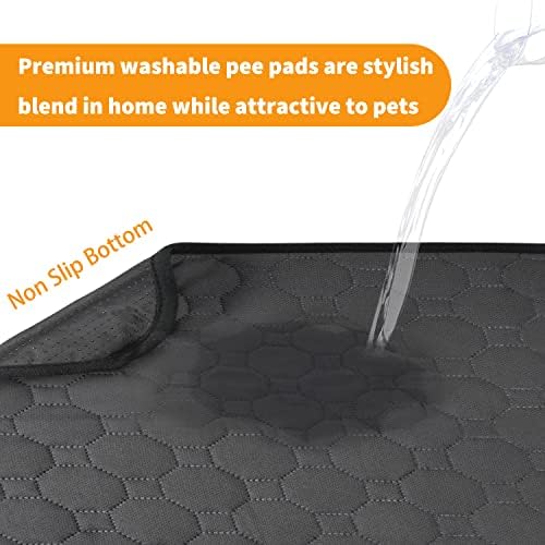Pet Training Pads 2 Pack 26x40 Inch - 4-Layer Waterproof Non-Slip Dog Pee Pads ,Washable Reusable Absorbent Mats for Puppy/Senior Dog Crate, Bedding, Car Seat & Hardwood Floor (Beige & Gray)