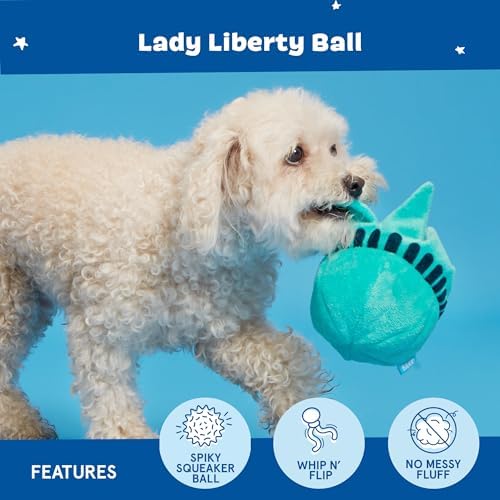 BarkBox Lady Liberty Ball 2-in-1 Interactive Plush Dog Toy