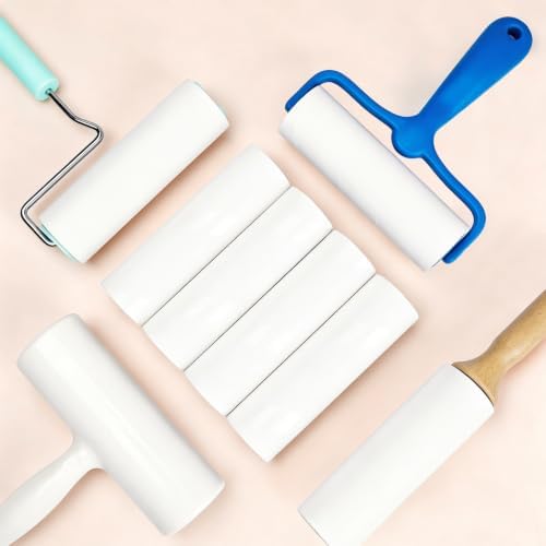 6.3 inch Large Lint Roller Refills for Pet Hair Extra Sticky Roller Refills 6.3 in Long Handle Lint Roller Replacement for Floor Carpet Couch Clothes, Pack of 4 Rolls