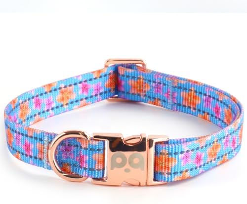 QQPETS Reflective Dog Collar with Metal Buckle Adjustable Nylon Collars Gift for Small Medium Large Boys Girls Dogs