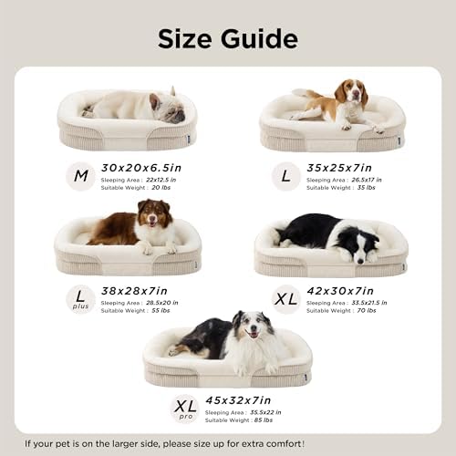 Bedsure LPlus 360°Oval Bolster Orthopedic Dog Beds Large Sized Dog,38" Beige