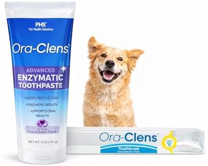 Advanced Enzymatic Dog Toothpaste with Dual-Sided Toothbrush Bundle – Peanut Butter Flavor Dental Tooth Paste for Dogs – Helps Keep Teeth Clean, Freshens Breath & Supports Oral Health – 5 oz