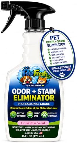 PawFresh Pet Odor & Stain Eliminator Spray, Linen Rose Scent, 16 oz