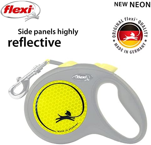 FLEXI® Neon Tape Retractable Dog Leash, Large, 16 ft - Neon Yellow/Black