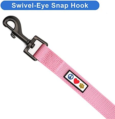 Pawtitas Personalized 6 ft Millennial Pink Dog Leash XXS/Cat Custom Name and Phone Embroidery Strong Nylon Leash for Small Breeds