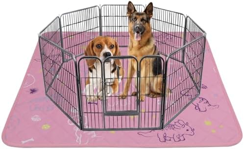 IEUUMLER Washable Pee Pads for Dogs Extra Large 71" x 71", 1 Pack Non-Slip & Waterproof Whelping Pad, Reusable Puppy Potty Training Pad for Playpen EU007 (Pink Dinosaur, 71"X71"-1pcs)