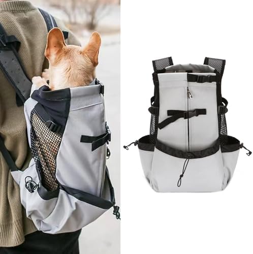 MANON ROSA Dog Backpack Carrier Adjustable Easy-Fit Travel Bag for Traveling Hiking Camping for Small Medium Dogs Cats Puppies (Small,White)