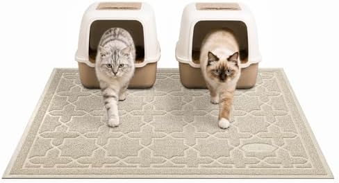 Yimobra Cat Litter Mat, Waterproof Litter Trapping Mat, 47x36, Beige