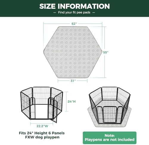 FXW Washable Pee Pads for Dogs, Super Absorbent, 31" Hexagon, 2 Packs