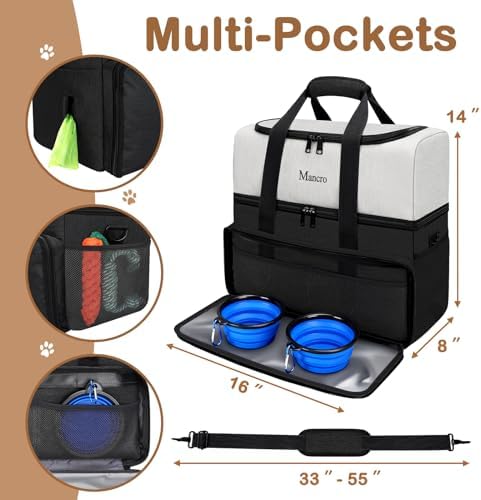 Mancro Dual Layers Dog Travel Bag, Dog Mom Gifts, Road Trip Essentials
