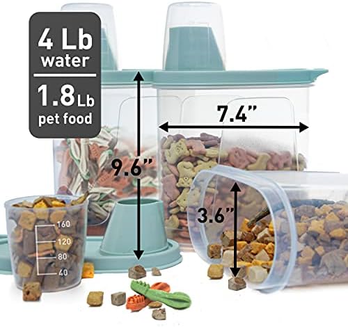 Citylife 3 PCS Pet Food Container Airtight 1.8 LB Plastic Cat Food Container for Dry Food Small Dog Food Containers with Pour Spout Birds Food Dispenser