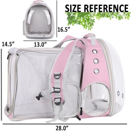 Square Back Extension Pet Backpack Carrier for Cat and Small Puppy up to 12 Pounds, Clear Space Capsule Astronaut Transparent Bubble Window Backpack to Carry and Transport Cat to Vet and Traveling