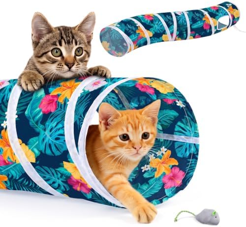 Glittme S-Shape Cat Tunnel, Foldable Cat Tunnels for Indoor Cats
