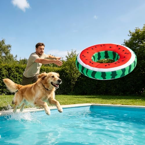 SCENEREAL Floating Dog Pool Toys for Water Fetch, 2 Pack Squeaky Dog Toys for Training, Interactive Summer Outdoor, Whale & Donut Shape Pet Chew Toy for Large Small Medium Dogs