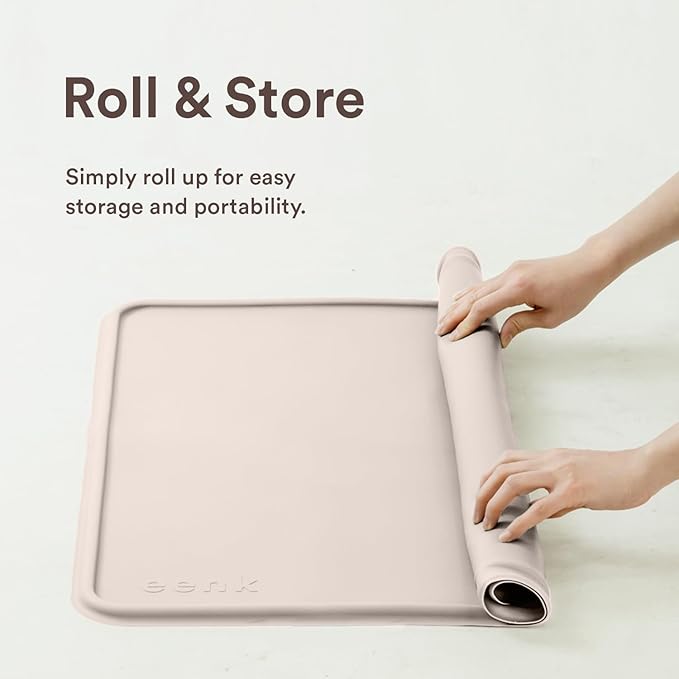 Dog Training Pad Silicone Tray - 35 x 28 in. No Spill Raised Lip High Edge Mat Holder, Extra Thick and Non-Slip for Indoor Floor Protection, Universal Fit Potty Training Pads (XL, Beige) | eenk