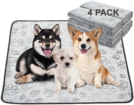 Qeils Reusable Puppy Pads, Washable Pee Pads, Leakproof 34"x 36" 4 Pack