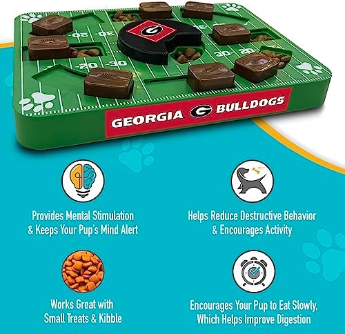 Pets First NCAA Georgia Bulldogs Puzzle Toy, Puzzle Treat Dog Toy, Interactive Dog Treat Toy, Dog Puzzle Fedding Slow Toy