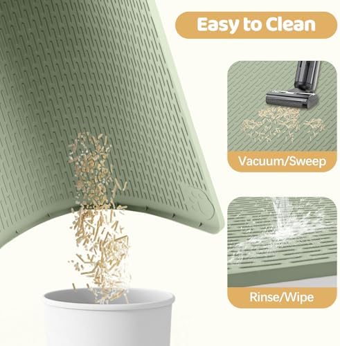 Silicone Cat Litter Mat for Litter Box 70”x45” Large Cat Mat, Green