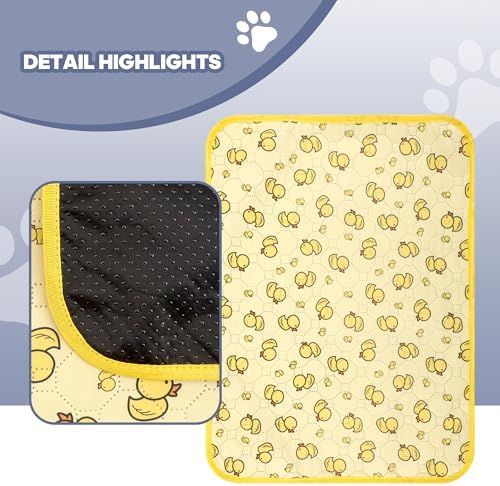 2'Pcs Washable Pee Pads, Reusable Puppy Pet Training Pads, Waterproof Dog Crate, Whelping Pad, Non-Slip Protects Against Urine Leakage Yellow Large