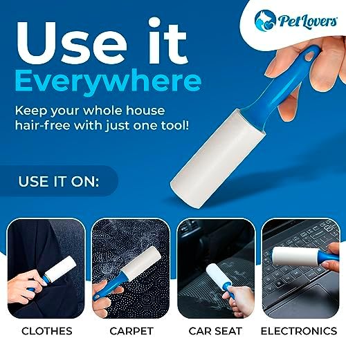 PetLovers Extra Sticky Lint Roller Mega Value Set for Pet Hair Removal, Dog and Cat Lint Remover (6 Pack Mini Refills)