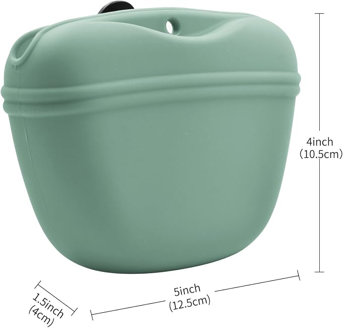 AUDWUD Silicone Dog Treat Pouch with Clicker Magnetic Closure Secure Clip | Upgraded clip keeps your treat pouch secure during training.Magnetic closure allows fast one hand access.Includes dog click