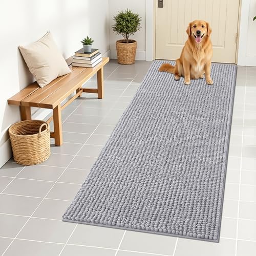 OLANLY Dog Door Mat for Muddy Paws 59x24, Extra Absorbent Chenille Mud Mat